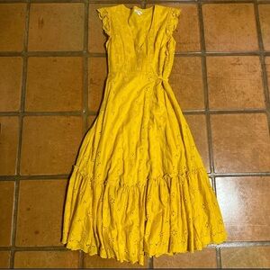 Outerknown Yellow Eyelet Maxi Dress